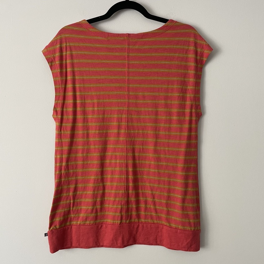 NWT Toad & Co Organic Cotton Hibiscus Striped Slub Tee Size S Cap Sleeve Outdoor - Picture 2 of 9